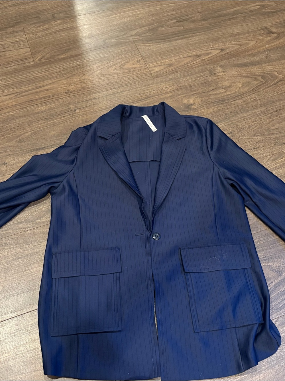 Fabletics Navy Pinstripe Blazer Jacket